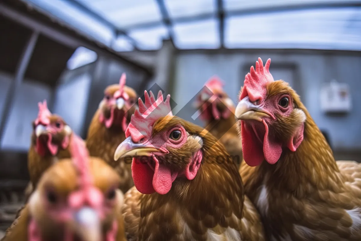 Picture of Farm Hen and Rooster with Feathers Portrait