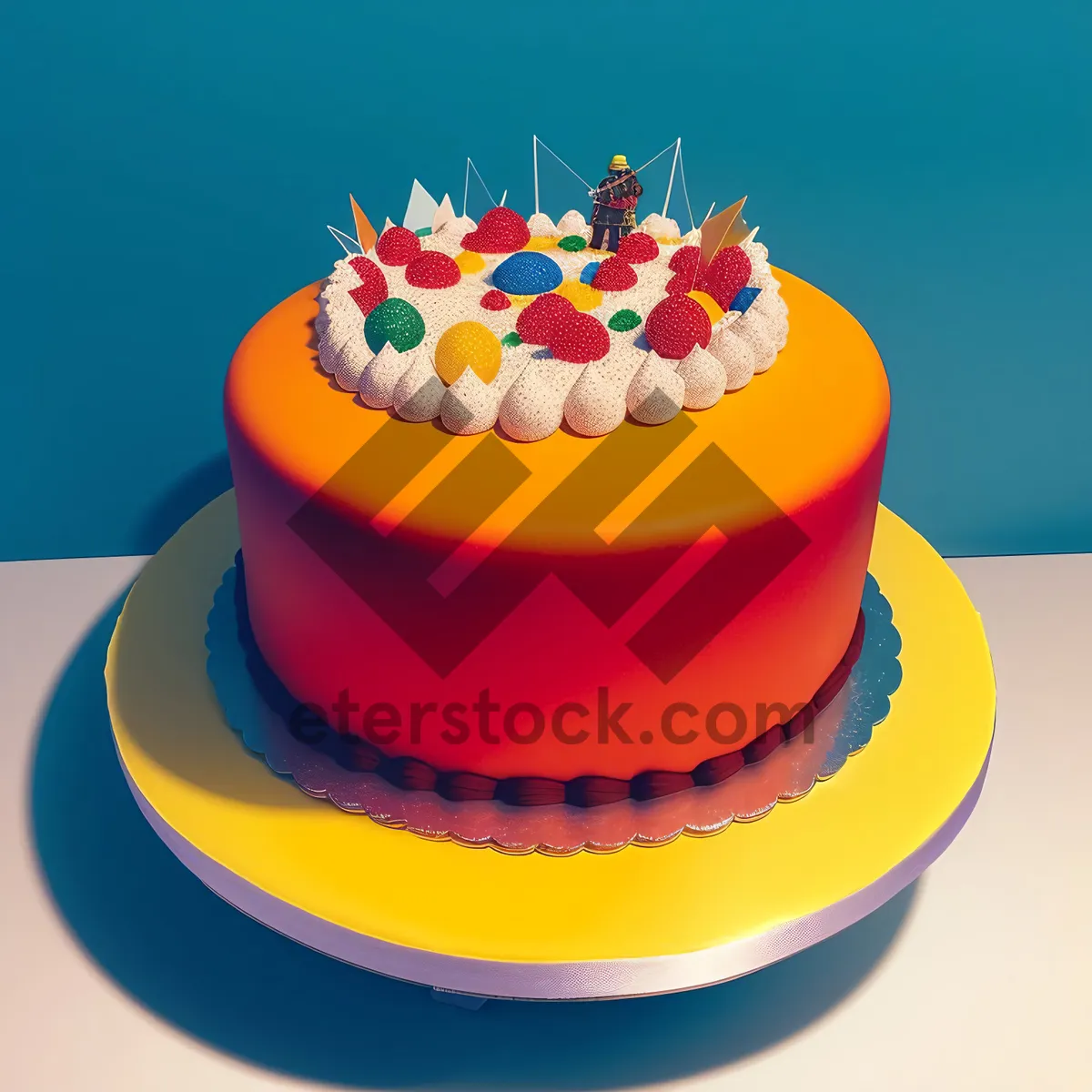 Picture of Birthday Party Cupcake with Pink Frosting and Chocolate Drizzle