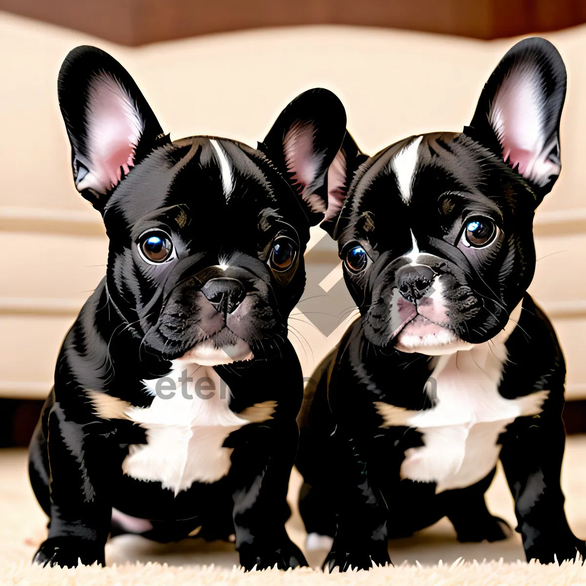Picture of Cute Bulldog Puppy with Wrinkled Expression