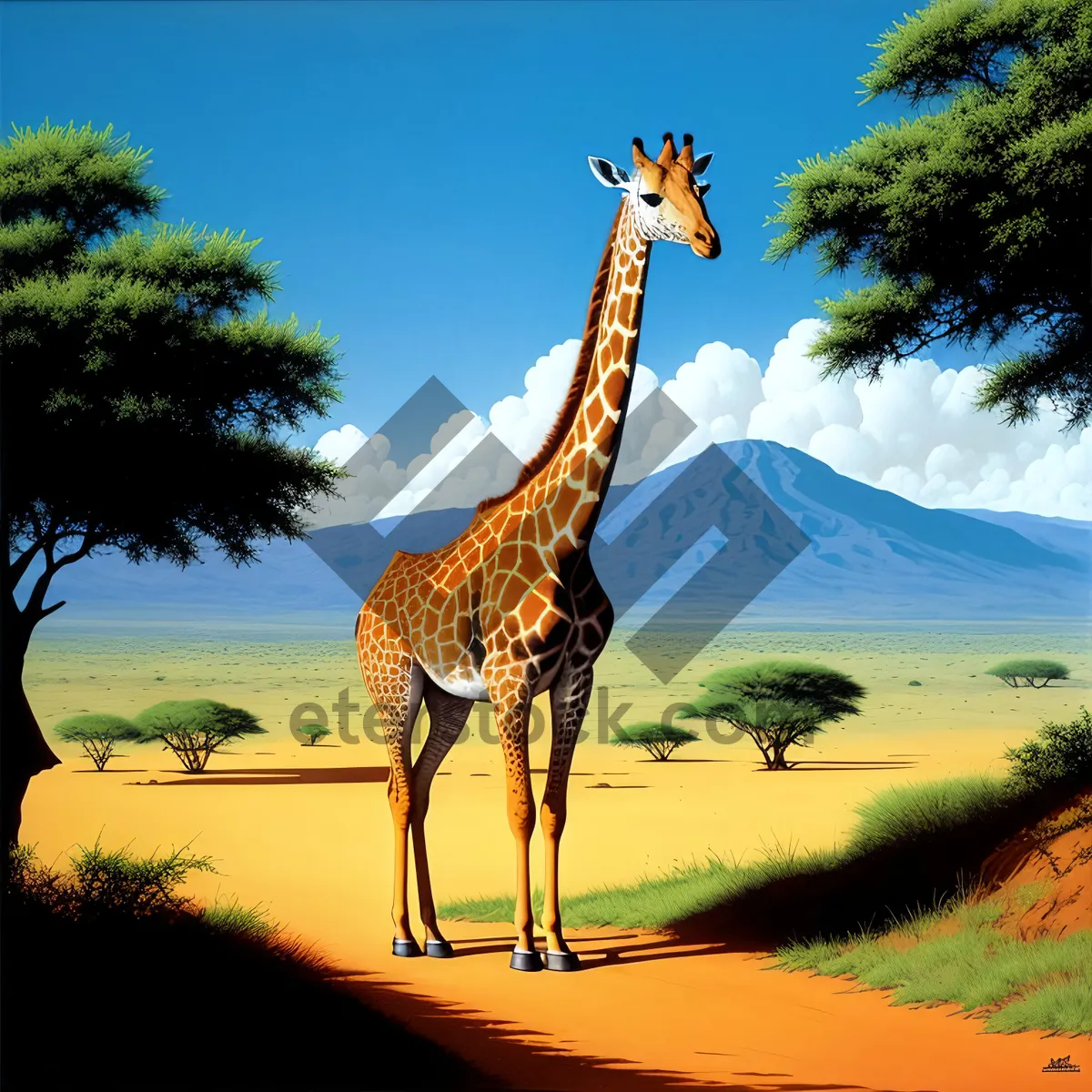 Picture of Tall Giraffe Standing in the Wildlife Park