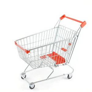 3D supermarket shopping cart with metal wheels and push handle