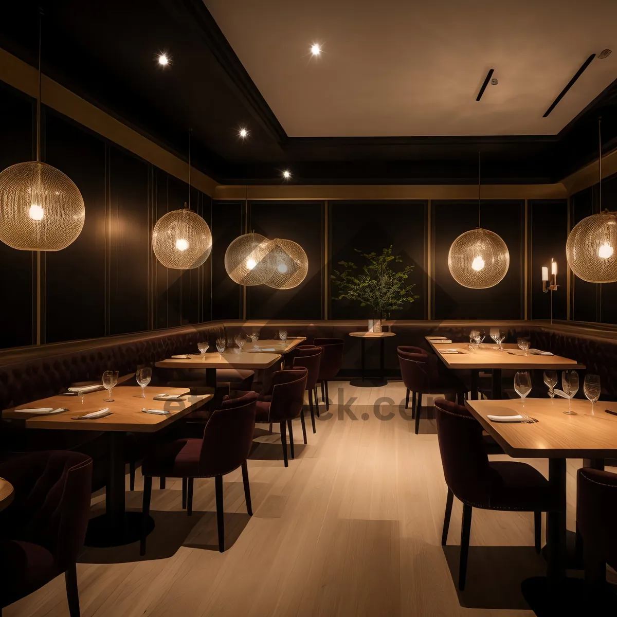 Picture of Modern luxury interior design of restaurant dining hall