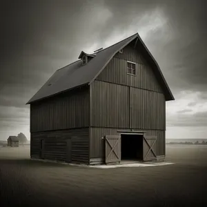 Rustic Farm Shed against Serene Sky