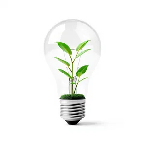 Green energy symbol with light bulb and tree