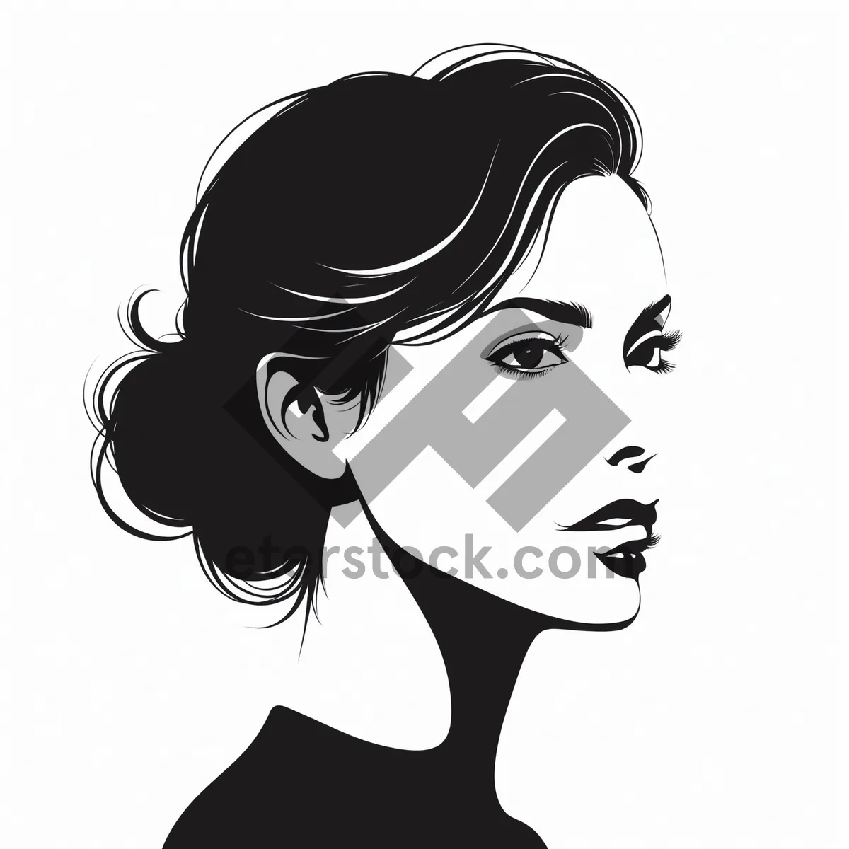 Picture of Black Cartoon Haircut Design Silhouette Art Drawing