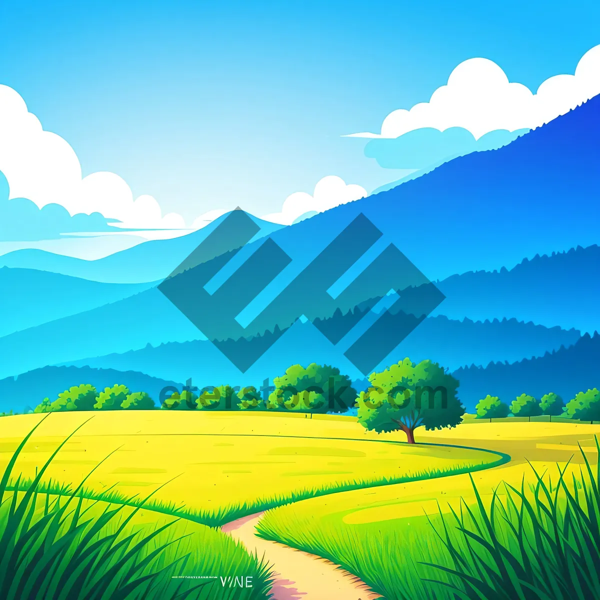 Picture of Serene Summer Meadow under Clear Skies