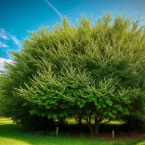 Idyllic Summer Meadow Underneath a Willow Tree