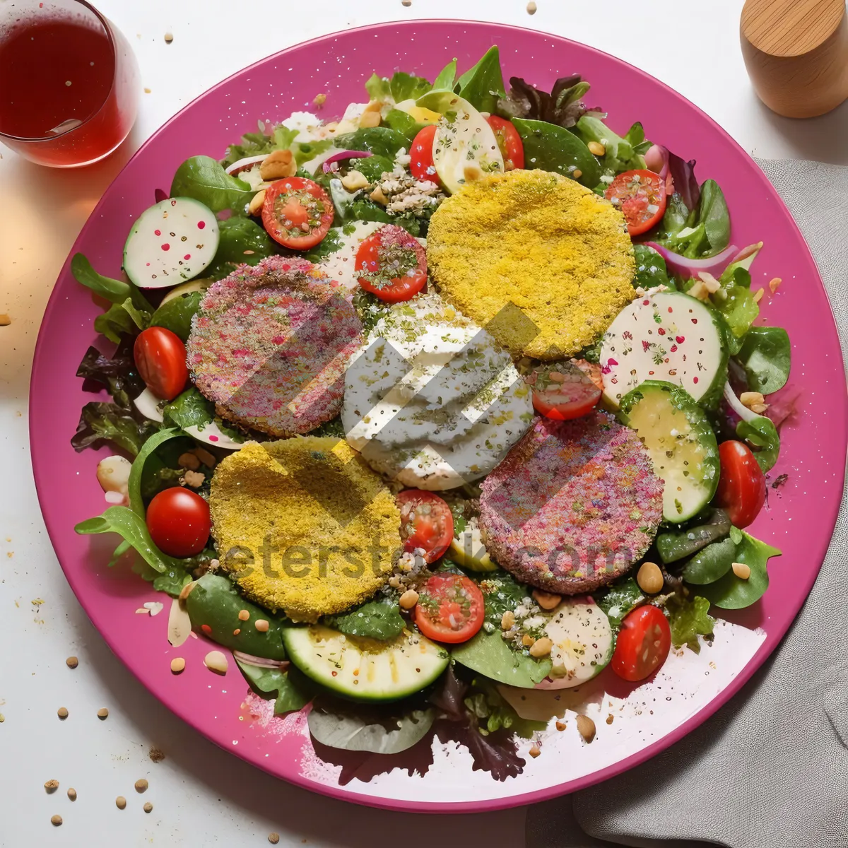 Picture of Fresh and Healthy Salad with Vegetables and Fruit