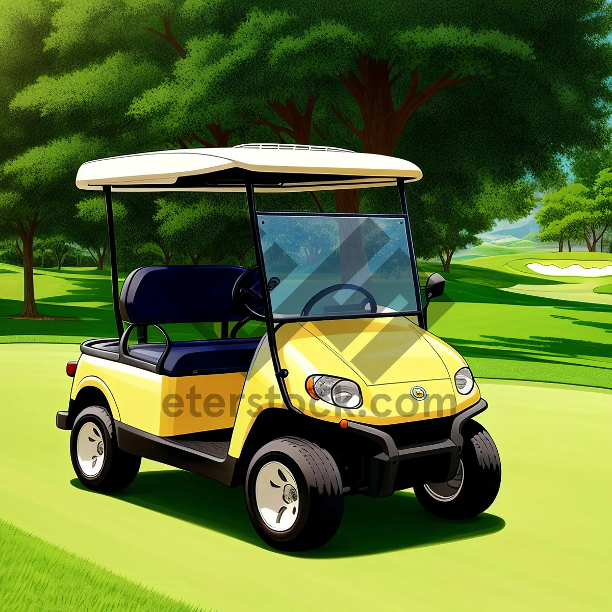 Picture of Golf Cart on Green Course