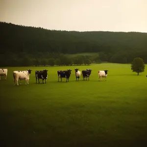 Serene Cattle Grazing in Rural Landscape