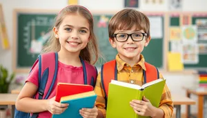 Happy friends smiling together in casual school setting