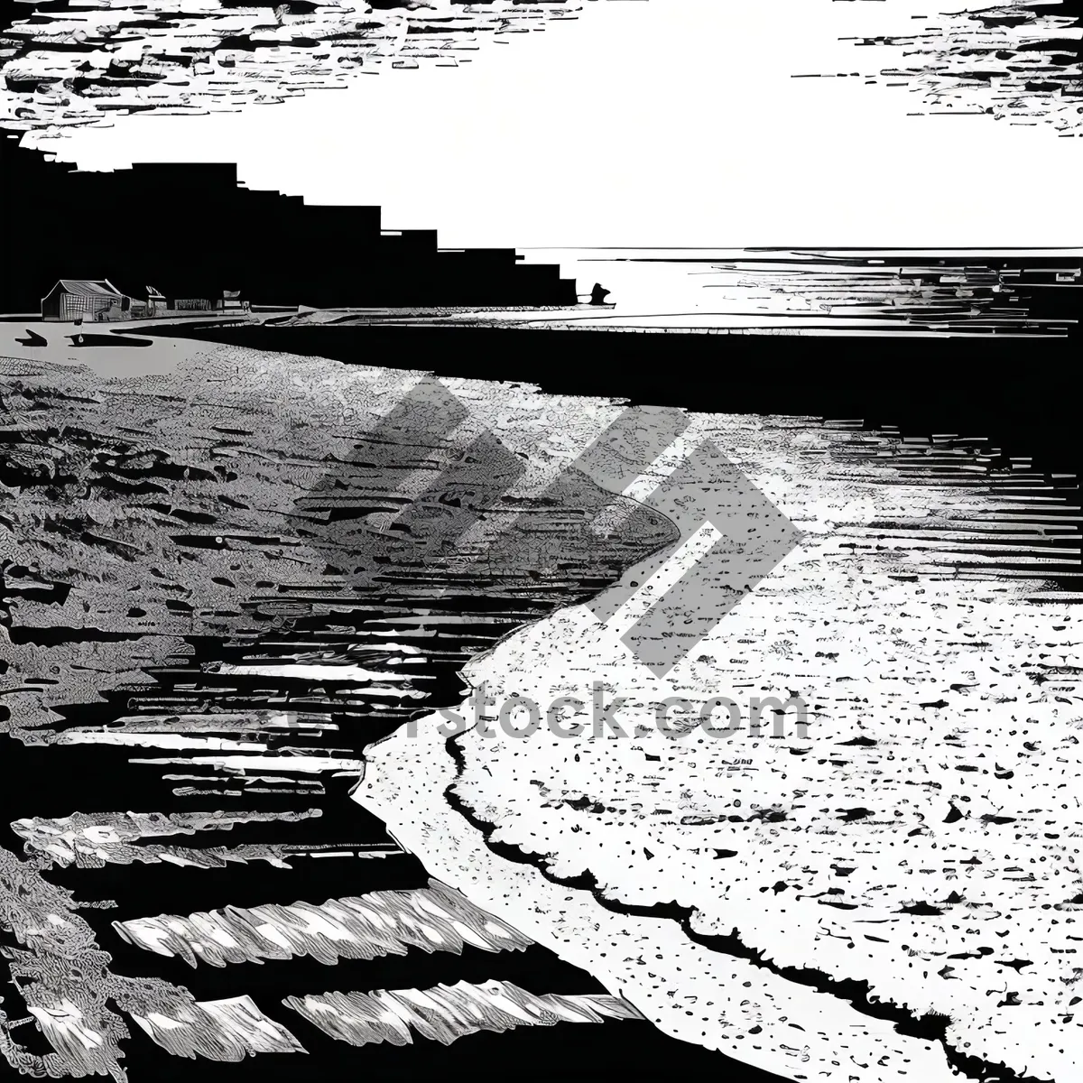 Picture of Serene Sunset: Beachscape with Waves and Sun