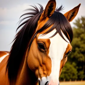 Thoroughbred Stallion Grazing in Rural Pasture