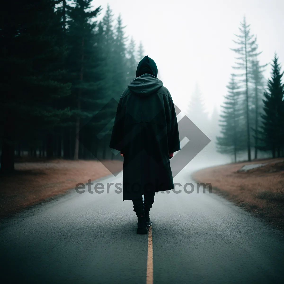 Picture of Silhouette of Man Walking in Cloak