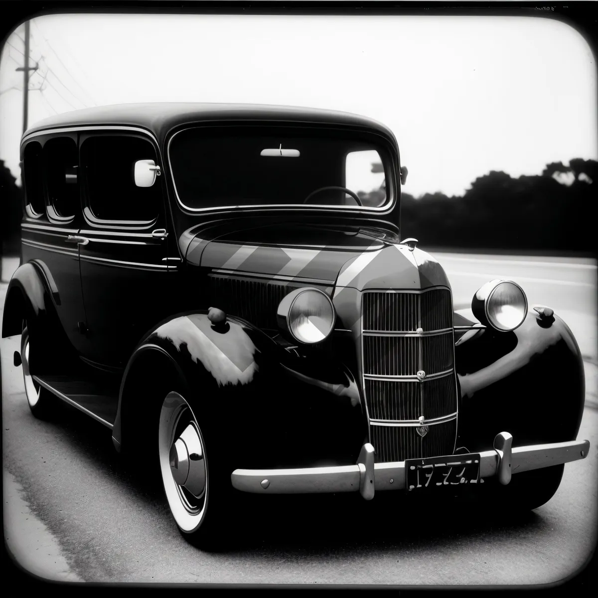 Picture of Vintage Classic Car with Chrome Grille and Retro Styling