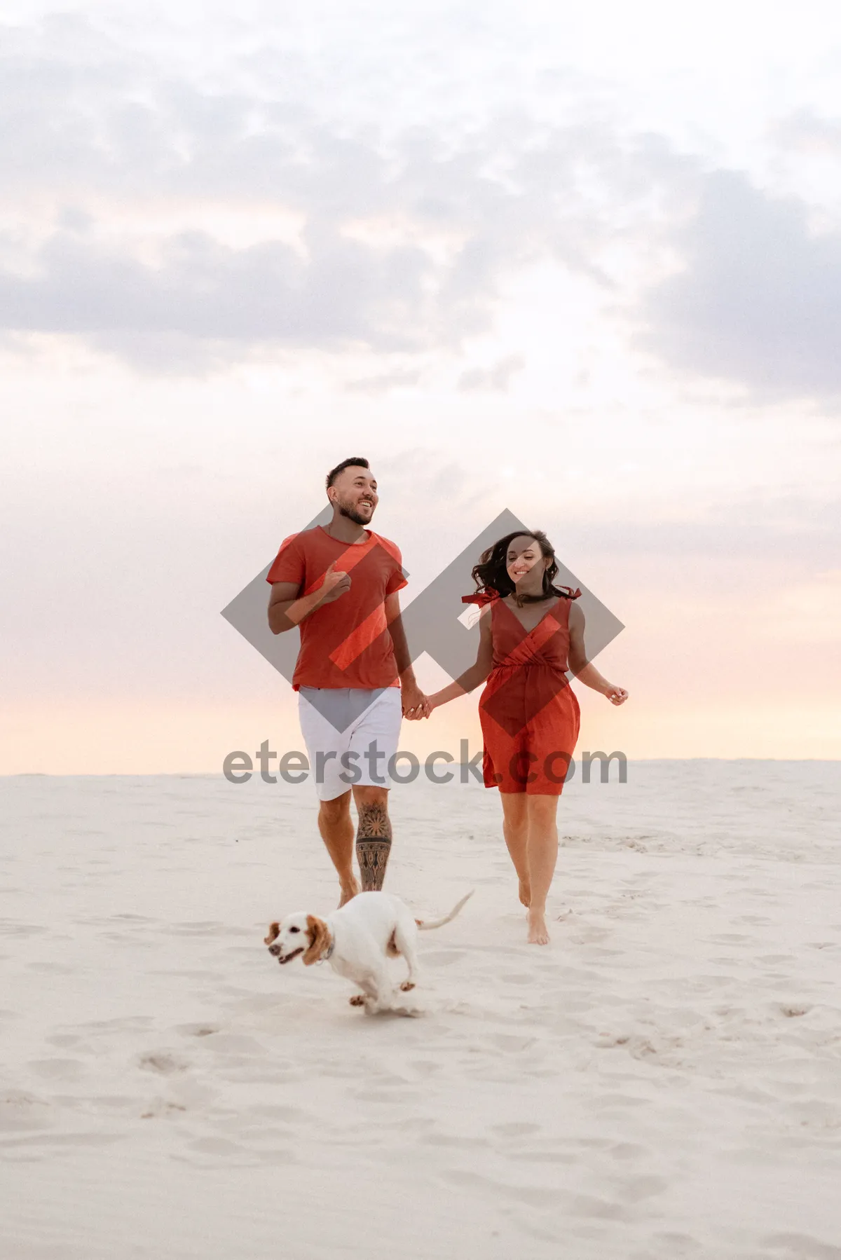 Picture of Happy family having fun at the beach shore