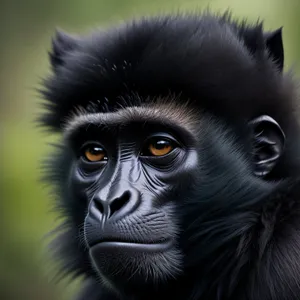 Endangered Black Gibbon Monkey in Natural Wildlife