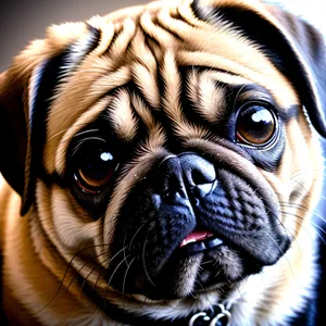 Adorable Wrinkled Pug Portrait - Funny Bulldog Studio Shot