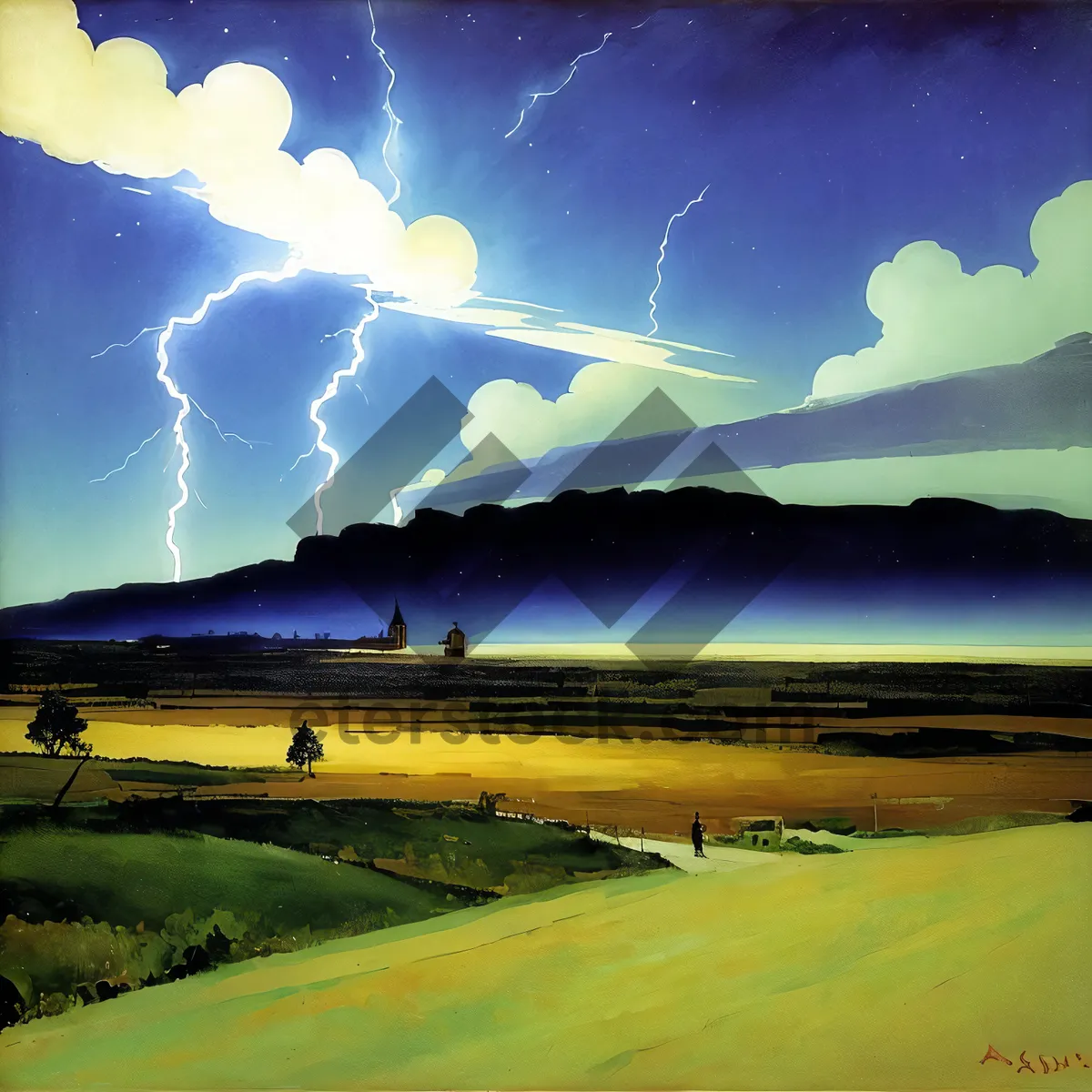Picture of Vibrant Rural Sunrise Over Expansive Meadow