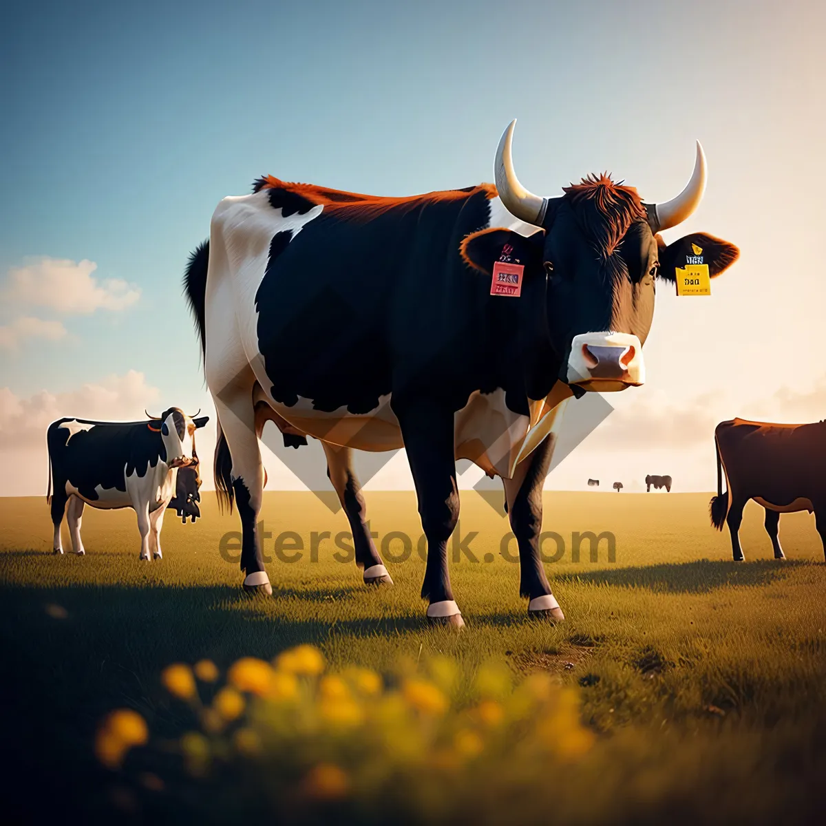 Picture of Rural Livestock on a Grassy Meadow