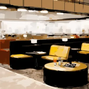 Modern restaurant interior design with luxury furniture and lighting.