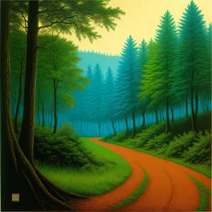 Serene woodland scenery in a summer park