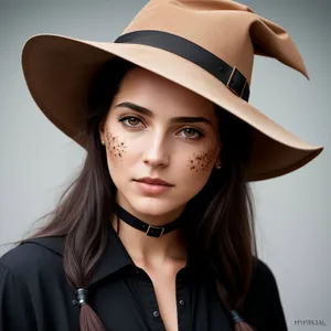 Smiling brunette wearing a stylish cowboy hat