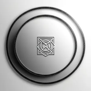 Shiny Round Icon with Metallic Design in Black