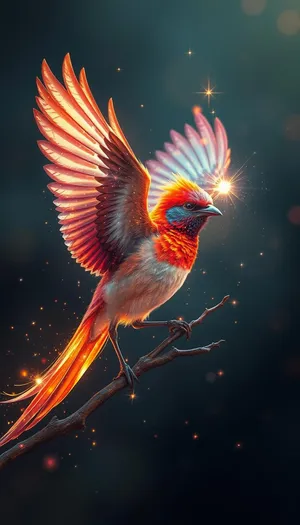 Colorful bird in bright sunlight.