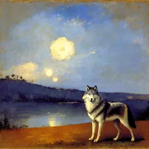 Wolf Canine with Furry Fur - Domestic Pet Portrait