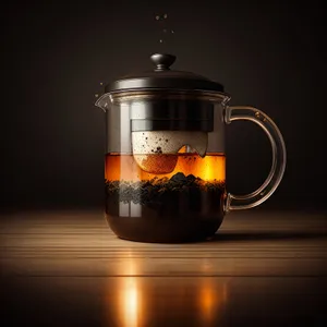 Steaming Cup of Herbal Tea in Glass Vessel