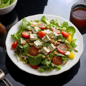 Healthy and Delicious Vegetable Salad with Grilled Meat