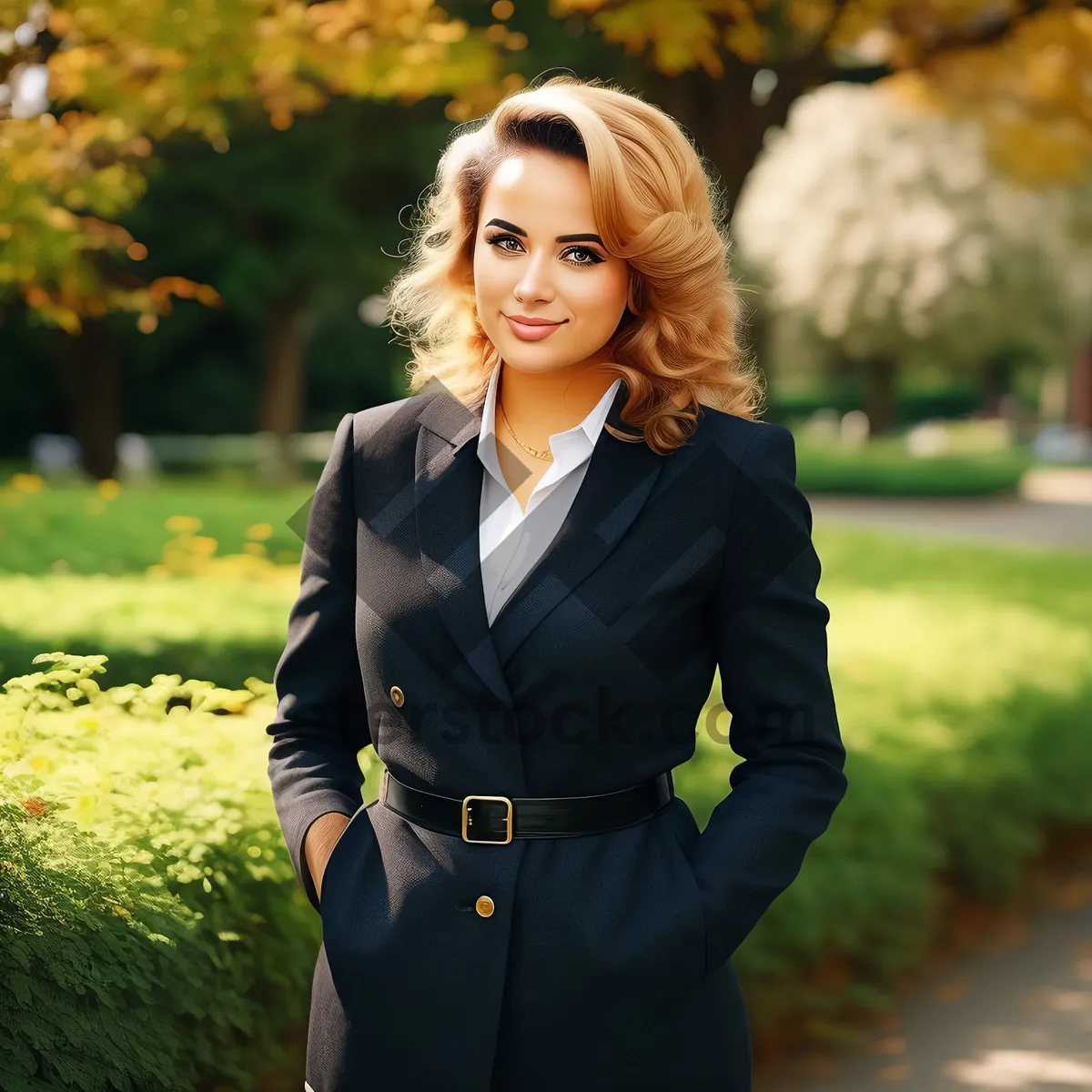 Picture of Smiling Businesswoman in Park - Successful and Professional