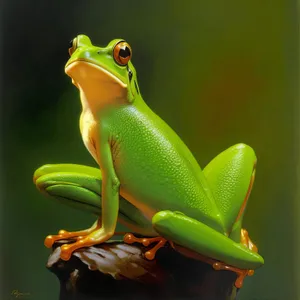 Vibrant Orange Eyed Tree Frog in Abstraction