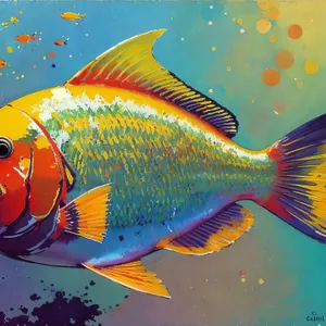 Golden Finned Aquarium Fish in Swim