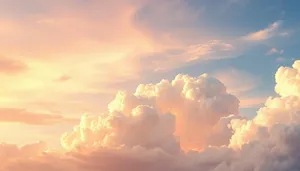 Summer Sky Landscape with Bright Sun and Fluffy Clouds