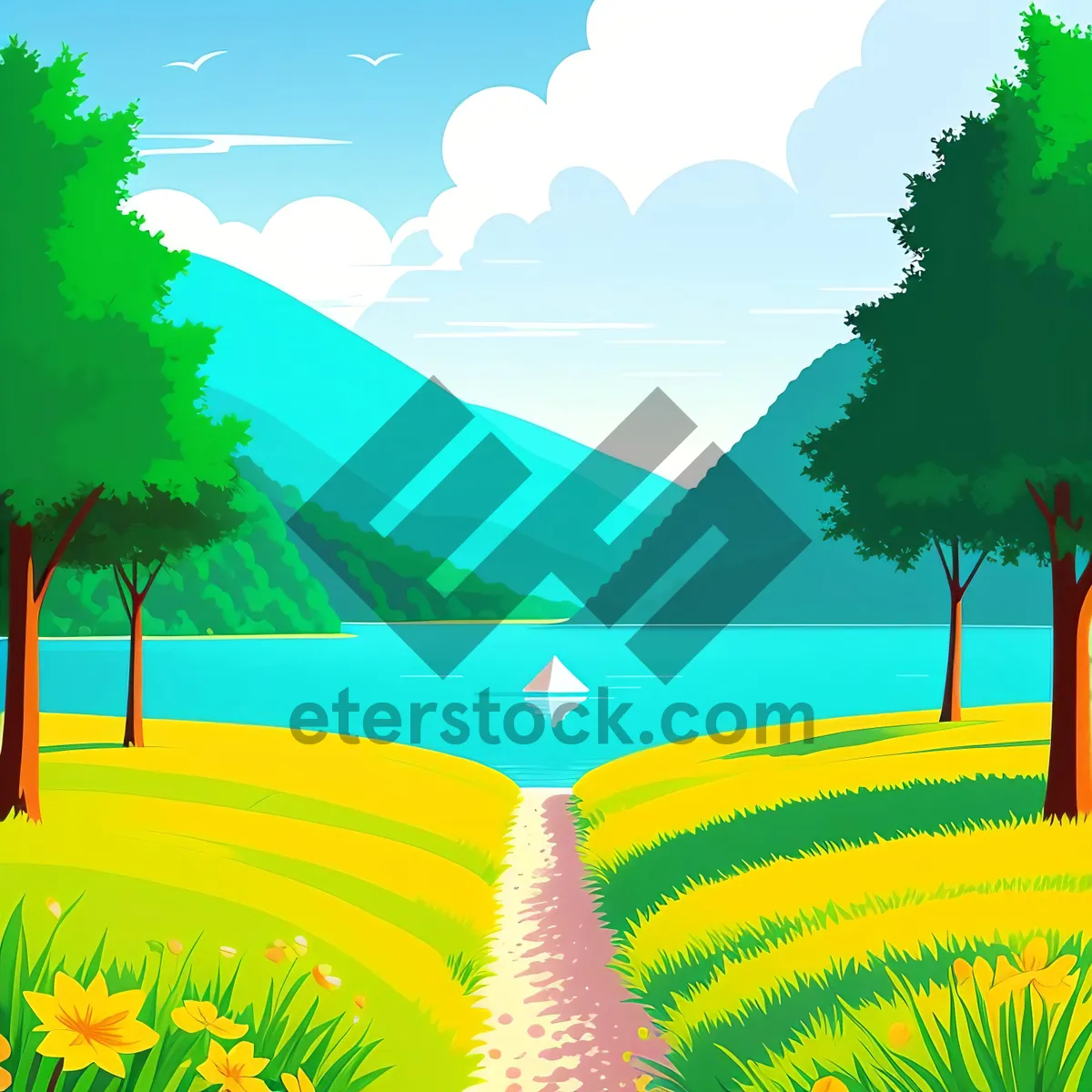 Picture of Serene Summer Sky over Meadow