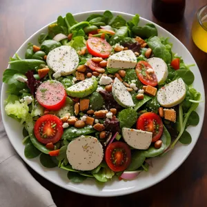 Delicious Gourmet Salad with Fresh Vegetables and Cheese