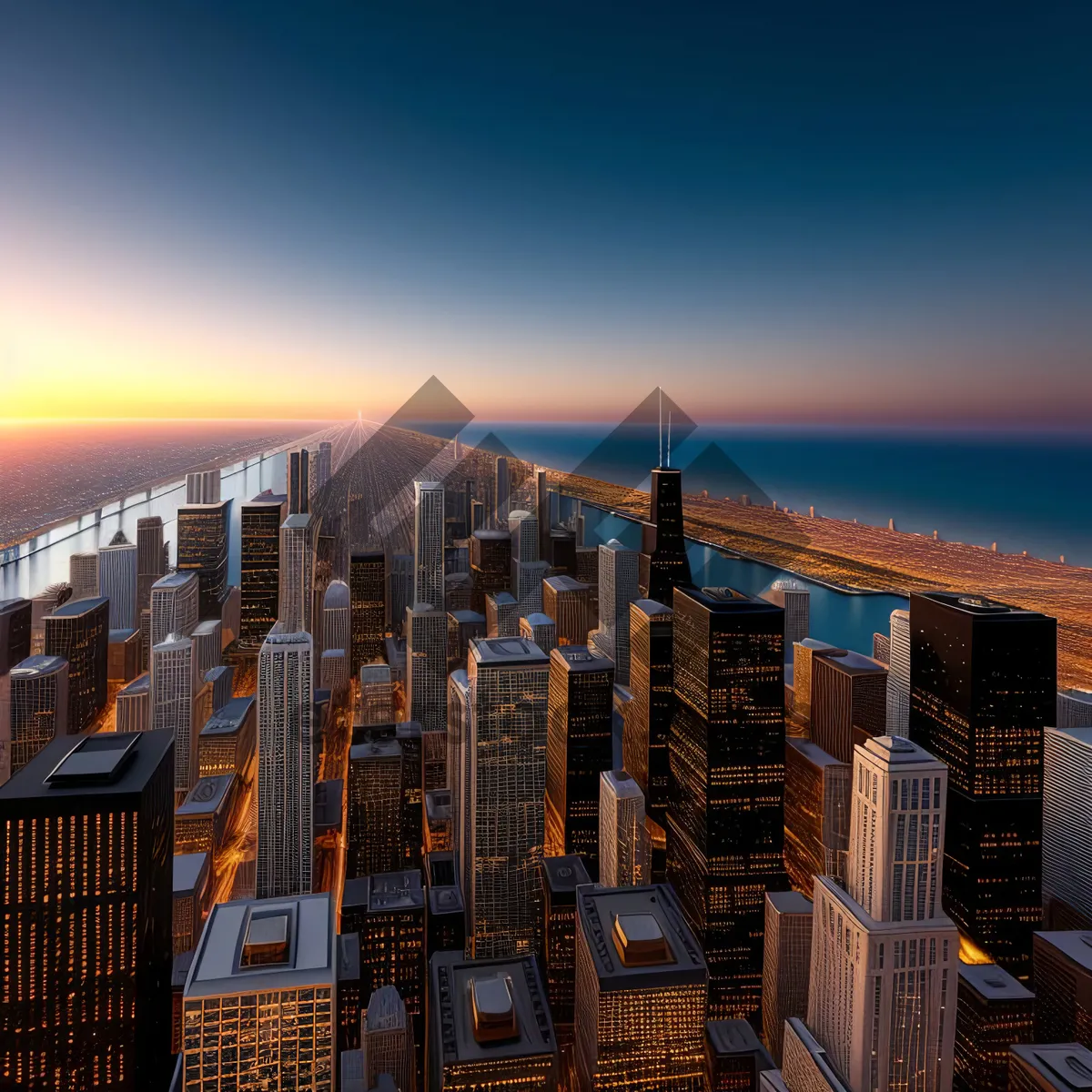 Picture of Metropolitan Skyline at Sunset: Modern Skyscrapers in Downtown