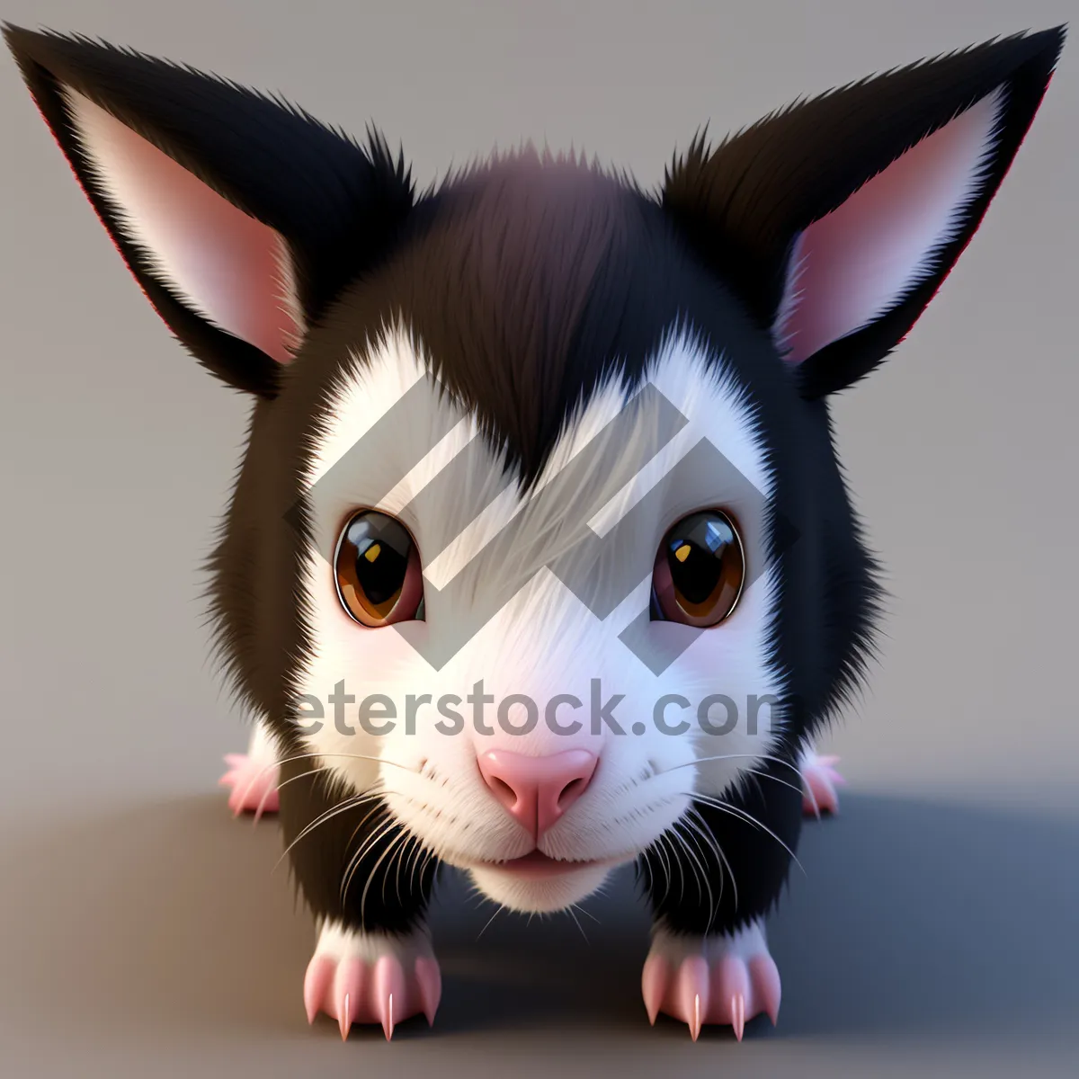 Picture of Fluffy Bunny with Cute Ears in Studio Portrait.