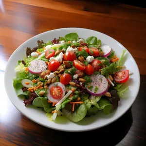 Delicious Gourmet Salad with Fresh Vegetables and Cheese