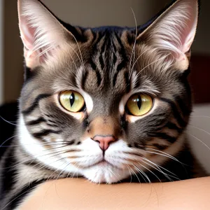 Tabby Cat with Cute Whiskers and Fluffy Fur