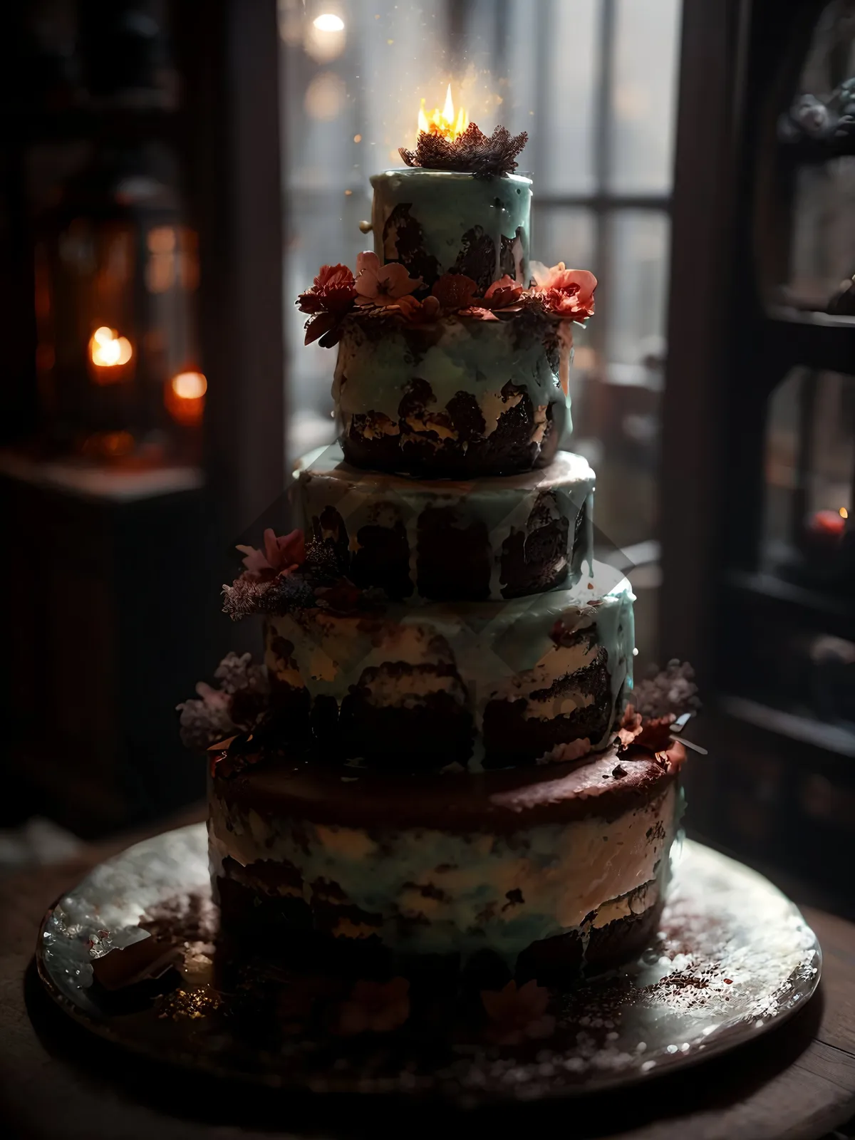 Picture of Elegant Bakery Shop Table with Decorative Fountain