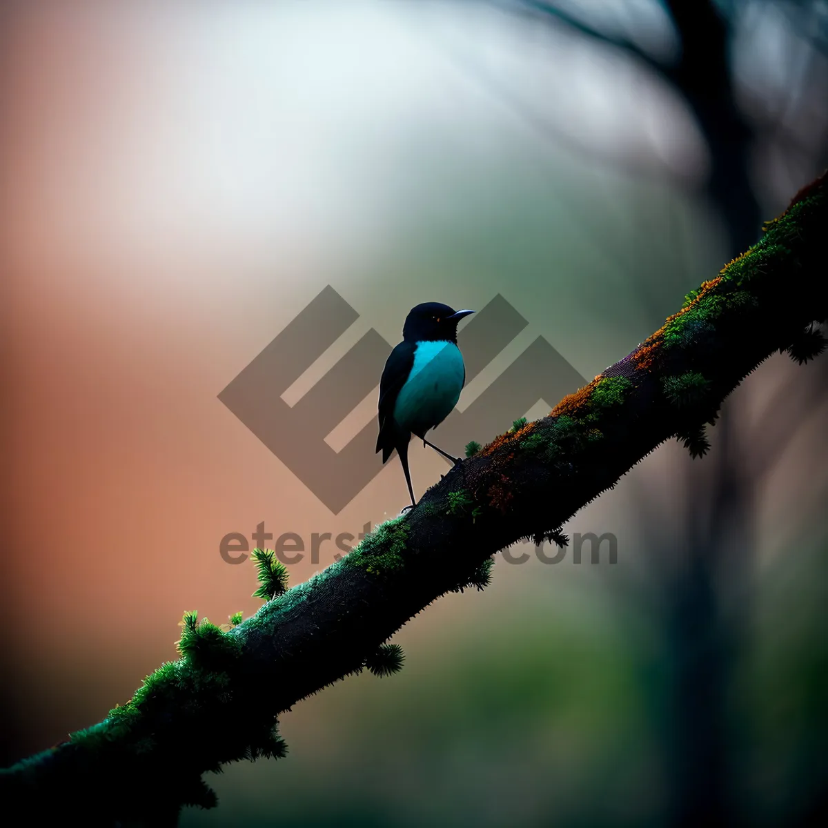 Picture of Indigo Bunting perched on branch with vibrant feathers