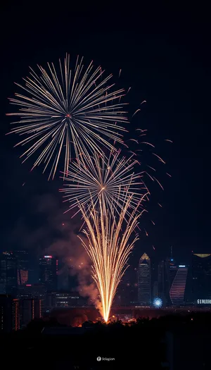 Colorful Fireworks Display in the Night Sky