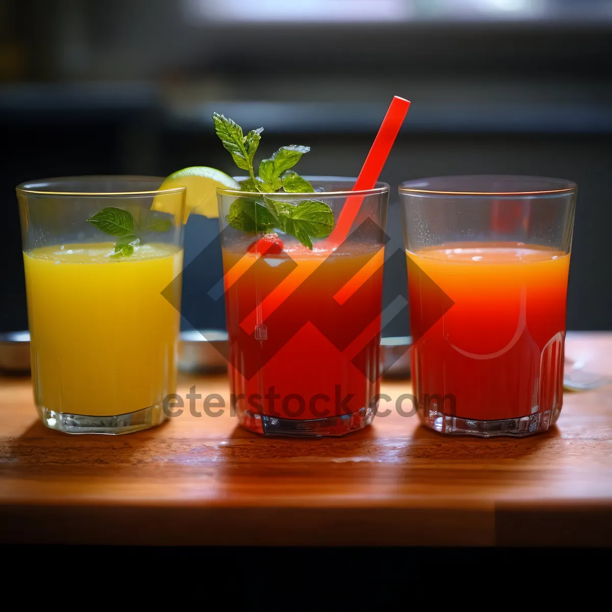 Picture of Refreshing Orange Tea Cocktail with Ice Slice.
