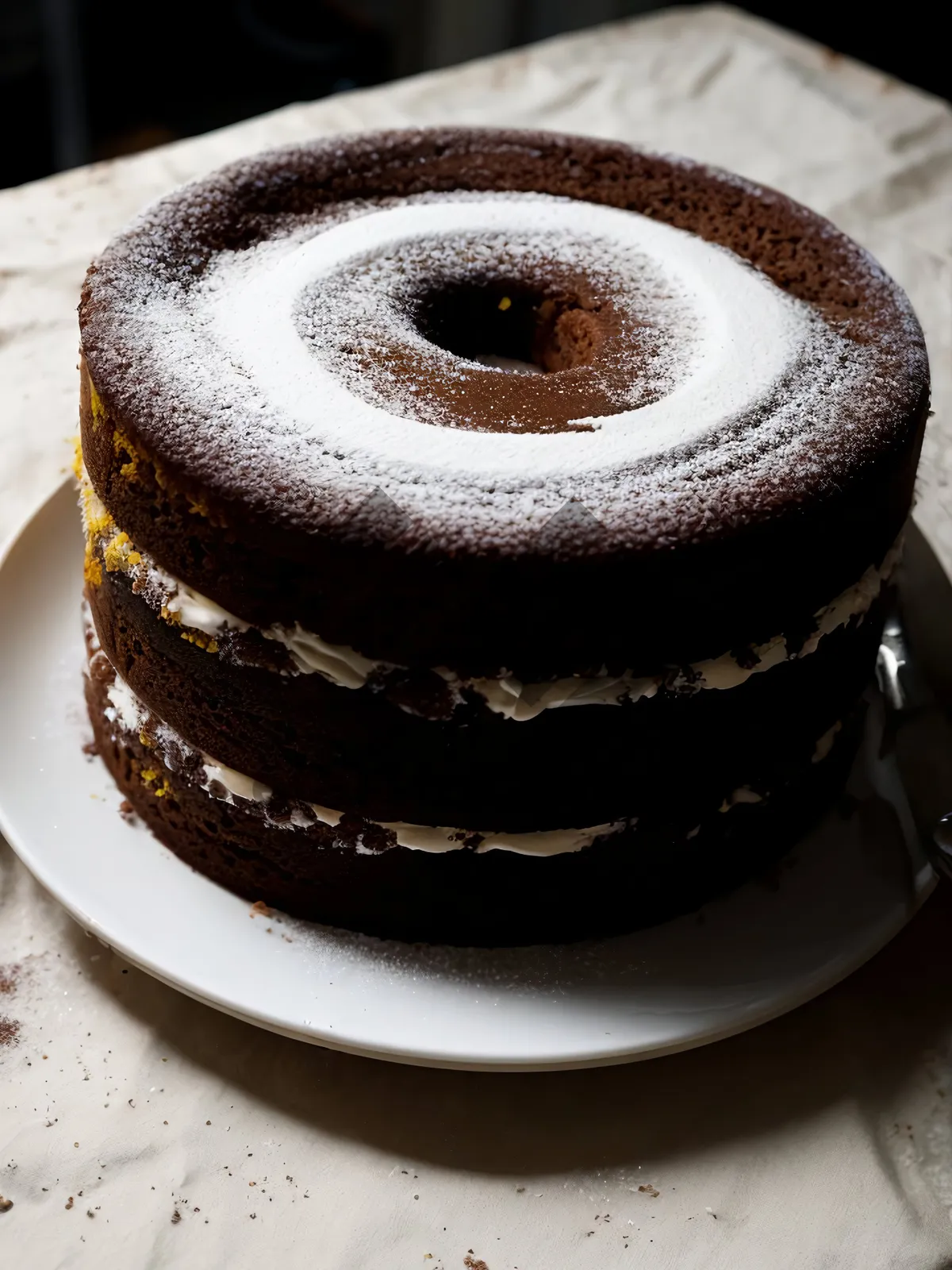 Picture of Decadent Chocolate Cake on Saucer with Espresso