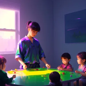 Smiling male percussionist teaching marimba on table