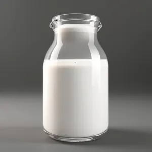 Refreshing Milk in Transparent Glass Bottle