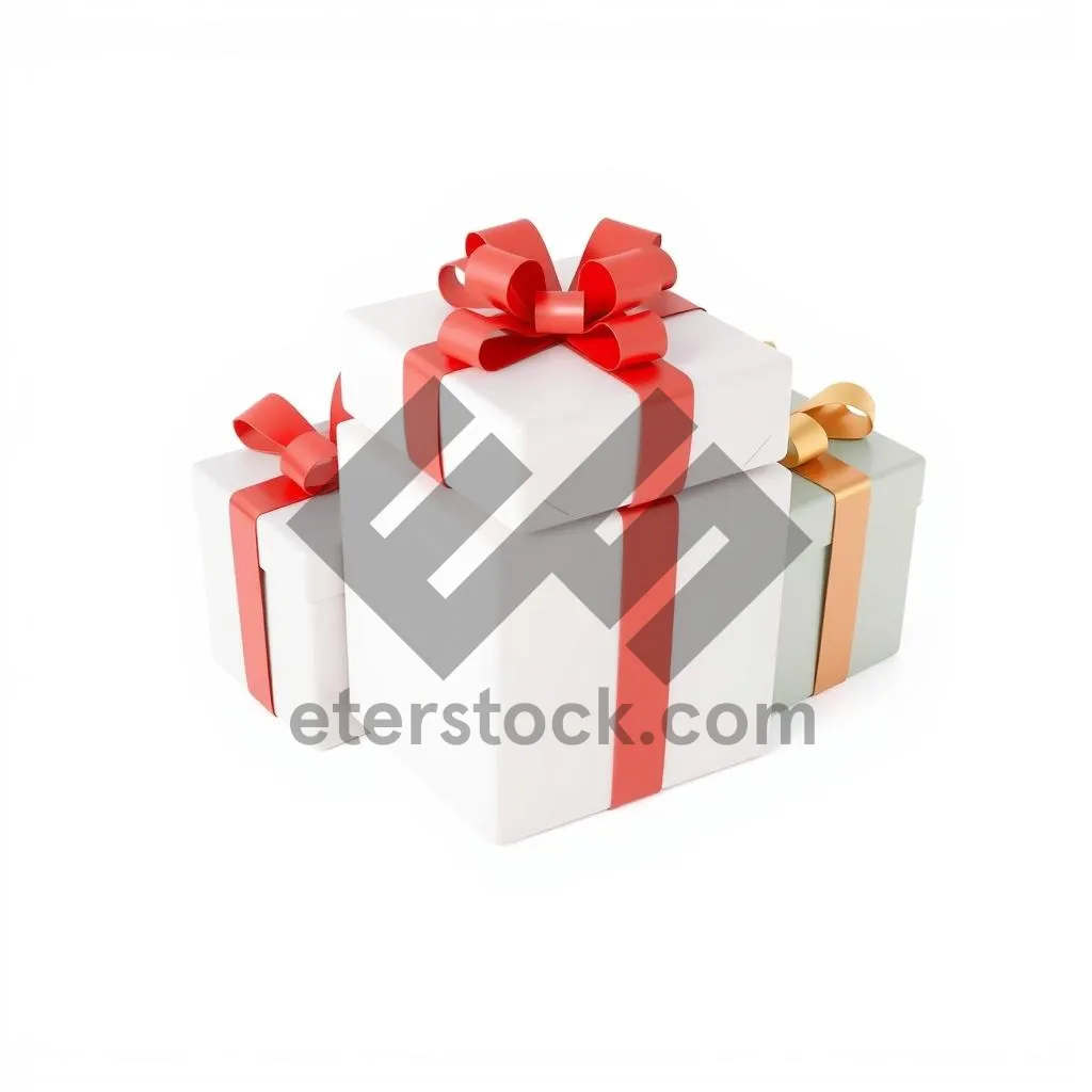 Picture of Festive gift box with shiny ribbon and bow